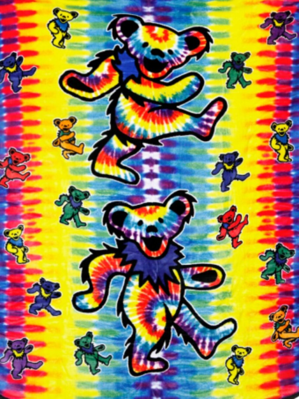 Grateful Dead Tie-Dye Bears Blanket ~ 50" x 60" ~Officially Licensed ~Brand New!